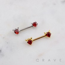 ANGEL DEVIL HEART CZ 316L SURGICAL STEEL NIPPLE RING